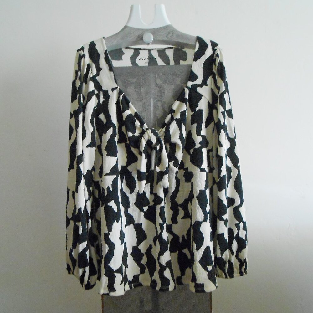 Ava & Viv Blouse, Black/Cream, 2x